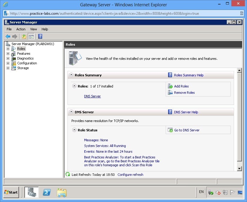 Practice Labs screenshot.